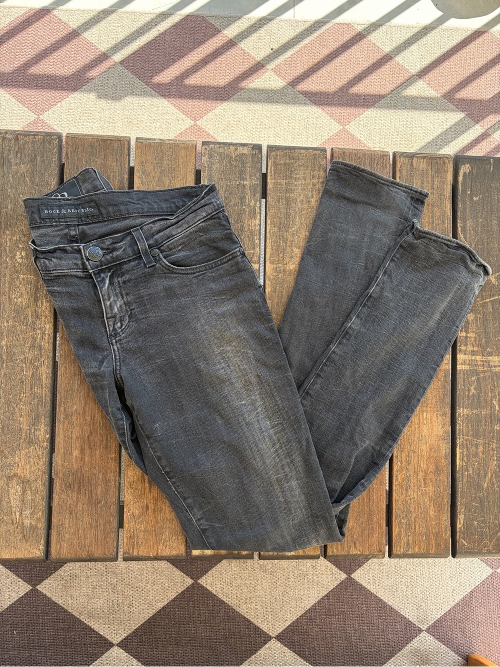 Rock & Republic BERLIN low-rise skinny jeans, faded black 29x34 Y2K Vintage